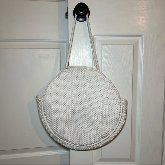 Anthropologie Alison White Woven Shoulder Bag Purse Tote - Picture 2 of 15